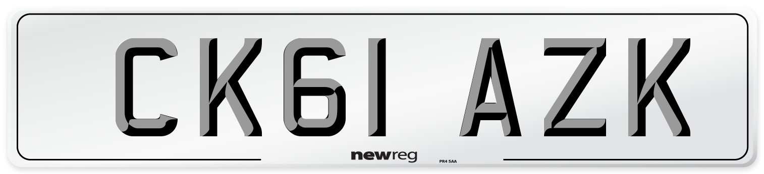 CK61 AZK Number Plate from New Reg